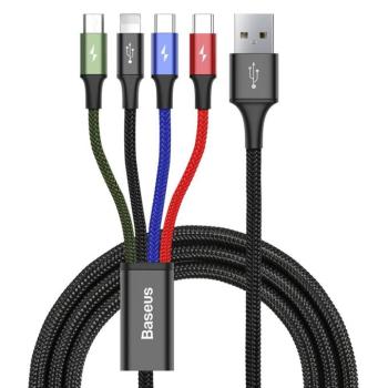 Baseus Lightning / 2x USB Type-C USB-C / micro USB nylon Fonott 3.5A 1.2m fekete (CA1T4 - B01) kép