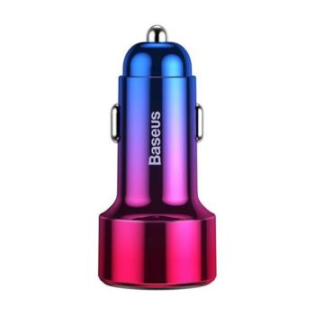Baseus Magic autós szivargyújtó töltő USB-A + USB-C, QC 4.0 PD 45W, piros-kék kép