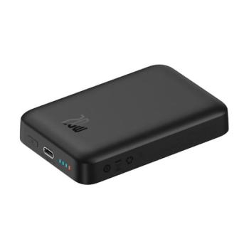 BASEUS MAGNETIC MINI OS vésztöltő Type-C aljzat (10000 mAh, 20W, vezeték nélküli töltés, Magsafe + Type-C kábel) FEKETE kép