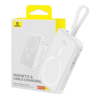 Baseus Magnetic Mini Powerbank, 10000mAh, Lightning, 20W, MagSafe, fehér kép