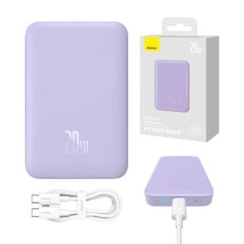Baseus Magnetic Mini powerbank 10000mAh, USB-C 20W MagSafe, lila kép