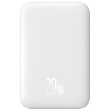 Baseus Magnetic Mini Powerbank / külső akkumulátor, USB-C port, MagSafe, 6000mAh, 20W, fehér kép