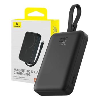 Baseus MagSafe Magnetic Mini Powerbank 10000mAh, USB-C, 30W, fekete kép