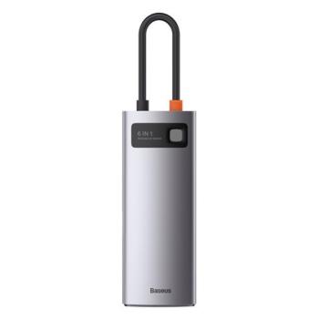Baseus Metal Gleam USB-C Hub, 6-in-1 USB-C, 3XUSB, kártyaolvasó, HDMI kép