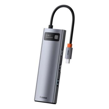 Baseus Metal Gleam USB-C Hub, 8-in-1 USB-C, 3XUSB, kártyaolvasó, HDMI, Gigabit Ethernet kép