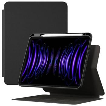 BASEUS MINIMALIST tok álló, bőr hatású (aktív FLIP, mágneses rögzítés, TRIFOLD, Apple Pencil tartó) FEKETE Apple IPAD Pro 12.9 (2021) kép