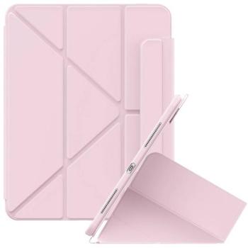 BASEUS MINIMALIST tok álló, bőr hatású (aktív FLIP, oldalra nyíló, TRIFOLD, Apple Pencil tartó) RÓZSASZÍN kép