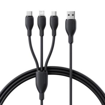 Baseus One-for-Three USB-A - Type-C/Lightning/micro USB kábel 3.5A 0.8m - fekete kép