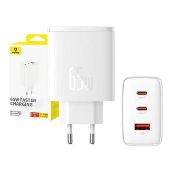 Baseus OS-Cube Pro hálózati töltő, 2xUSB-C + USB, 65W, fehér kép