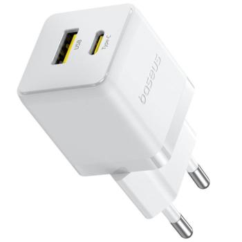 Baseus Palm 2in1 USB-C-USB-A hálózati gyorstöltő adapter, 20W, fehér kép