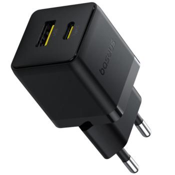 Baseus Palm 2in1 USB-C-USB-A hálózati gyorstöltő adapter, 30W, fekete kép