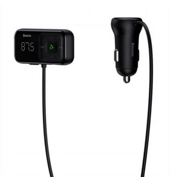 BASEUS S-16 OE bluetooth FM transmitter autós töltő 2 USB aljzat (5V / 3.1A, microSD olvasó, AUX, spirálkábel) FEKETE Samsung Omnia HD (GT-I8910), Ericsson C510, Sagem my V76, Nokia G20, Evolveo kép