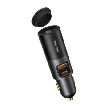 Baseus Share autós szivargyújtó gyorstöltő szivargyújtó csatlakozással, 2xUSB, 120W, szürke kép
