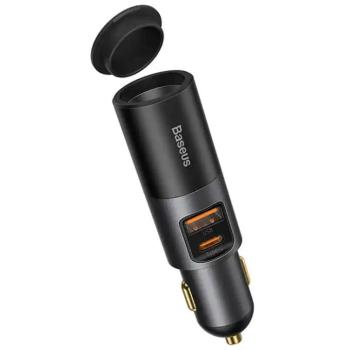 Baseus Share Together 2×USB-A autós gyorstöltő, szivargyújtó kimenettel, 60W, szürke kép