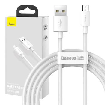 Baseus Simple Wisdom Micro-USB - USB kábel, 2.1A, 1.5m, fehér, 2db kép