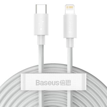 Baseus Simple Wisdom USB-C-Lightning adat/töltőkábel PD, 20W, 1,5m, fehér, 2db kép