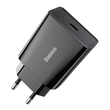 BASEUS SPEED MINI hálózati töltő Type-C aljzat (5V / 3000mA, 20W, PD gyorstöltés támogatás, túlmelegedés védelem) FEKETE Apple iPhone 7 4.7, Apple iPhone 7 Plus 5.5, Asus Zenfone 3 5.5 (ZE5 kép