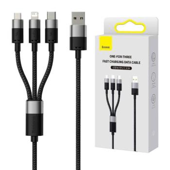 Baseus StarSpeed 3 az 1-ben töltőkábel USB - USB-C + Micro + Lightning, 3,5A, 1.2m, fekete kép
