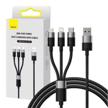 Baseus StarSpeed Gyorstöltő USB - M + L + C, 3.5A, 0,6m, fekete kép