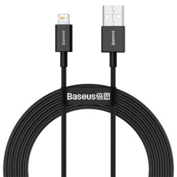 BASEUS SUPERIOR adatkábel (USB - lightning, 2.4A, PD gyorstöltő, 200cm, törésgátló) FEKETE Apple iPhone 14 Pro, iPhone 14 Plus, iPhone 14 kép