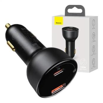 Baseus Superme autós töltő, USB, USB-C, 100 W, fekete kép