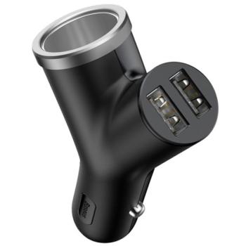 BASEUS szivargyújtó adapter, elosztó, 2in1 (2 USB aljzat / szivartöltő aljzat, 3400mA, 40W) FEKETE CAT S60, Apple iPhone 7 4.7, Apple iPhone 7 Plus 5.5, Evolveo Strongphone Q5, Vodafone Smart tur kép