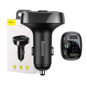 Baseus T típusú Bluetooth 2xUSB-A microSD FM adó, fekete kép