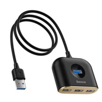 Baseus tér kerek 4 in 1 USB HUB Adapter (USB3.0 TO USB3.0 * 1 + 2.0 * 3) 1m fekete (CAHUB-AY01) kép