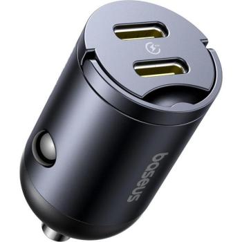 Baseus Tiny Star Mini autós töltő 2xUSB-C csatlakozással 30W - fekete kép