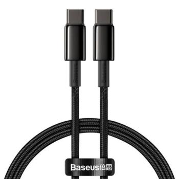 BASEUS TUNGSTEN GOLD adatkábel (Type-C - Type-C, 100W, PD gyorstöltő, 200cm, törésgátló) FEKETE kép