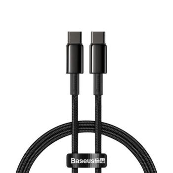 Baseus Tungsten Gold USB-C / USB-C gyorstöltő töltő- és adatkábel, 1m, fekete kép
