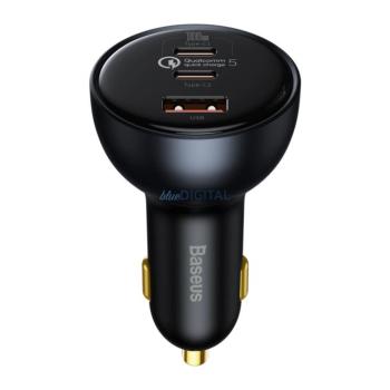 Baseus TZCCZM-0G autós töltő 1xUSB-A és 2xUSB-C csatlakozással 160W QC5 PD - szürke kép