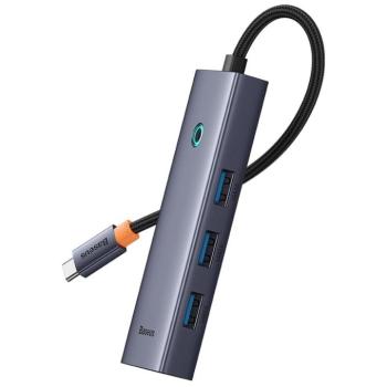 Baseus UltraJoy Series 5in1 USB-C HUB elosztó adapter / dokkoló, szürke (HDMI 4K@30Hz + 4x USB 3.0) kép