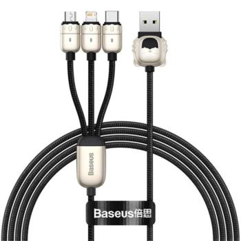 BASEUS YEAR OF THE TIGER adatkábel és töltő 3in1 (USB - lightning 8pin / microUSB / Type-C, 3.5A, 120cm) FEKETE Apple iPhone 7 4.7, Apple iPhone 7 Plus 5.5, Evolveo Strongphone Q5, Blackberry DTEK kép