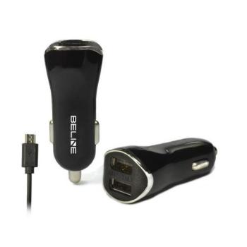 Beline autós töltő 2xUSB csatlakozóval és USB-A - microUSB kábellel 2,1A fekete kép