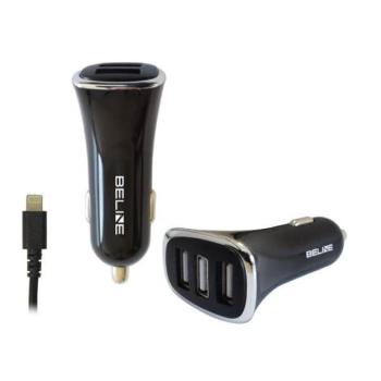 Beline autós töltő 3xUSB-A csatlakozóval és USB-A - Lightning kábellel 4A fekete kép