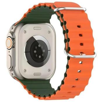 Beline Silicone Waves szíj Apple Watch 42/44/45/49mm - zöld-narancssárga kép