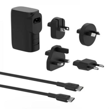 BELKIN BOOST CHARGE HYBRID utazó töltő USB+Type-C aljzat (25W, beépített 5000mAh akku, EU, UK, US, AU) FEKETE kép