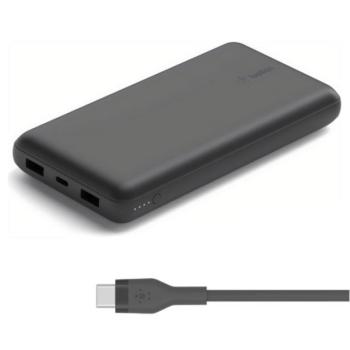 BELKIN BOOST CHARGE vésztöltő 2 USB / Type-C aljzat (20000mAh, 15W, gyorstöltés támogatás + Type-C kábel) FEKETE kép