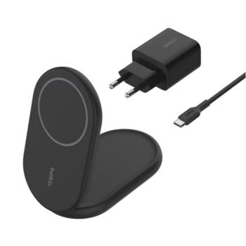 BELKIN BOOSTCHARGE asztali töltő (15W, gyorstöltő, wireless, Magsafe, összehajtható, Qi2 + tápegység) FEKETE Apple iPhone 17, iPhone 17 Pro, iPhone 17 Pro Max kép