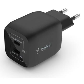 BELKIN hálózati töltő 2 Type-C aljzat (45W, PPS, PD gyorstöltés támogatás, GaN) FEKETE Apple iPhone 7 4.7, Apple iPhone 7 Plus 5.5, Asus Zenfone 3 5.5 (ZE552KL), Honor 8, Sony Xperia X Compact kép