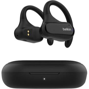 BELKIN SOUNDFORM CLARFIT bluetooth fülhallgató SZTEREO (v5.3, TWS, mikrofon, fülre akasztható, IPX5 + töltőtok) FEKETE kép