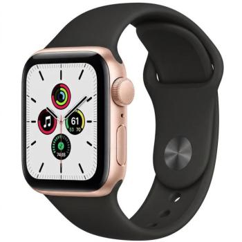Bemutató készülék, Apple Watch SE (v2) okosóra, 40mm, Rozéarany alumínium, fekete szíj kép