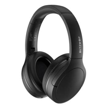 BLITZWOLF bluetooth fejhallgató SZTEREO (v5.2, mikrofon, aktív zajszűrő, összehajtható) FEKETE kép