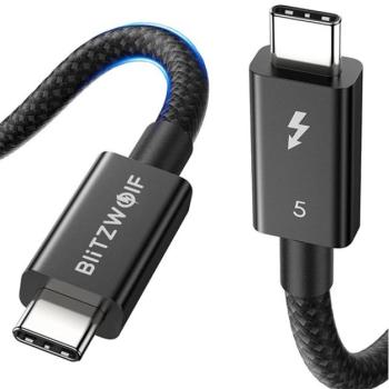 BLITZWOLF BW-HDC8 adatkábel (Type-C - Type-C, 240W, gyorstöltő, 150cm, Thunderbolt 5) FEKETE kép