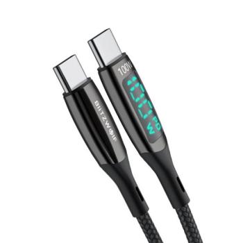 BLITZWOLF BW-TC23 adatkábel (Type-C - Type-C, 5A, gyorstöltés támogatás, 100W, 90cm, LED jelzés, cipőfűző minta) FEKETE Lenovo Tab P12 (TB370), Xiaomi 13T Pro, Google Pixel 8, Google Pixel 8 kép