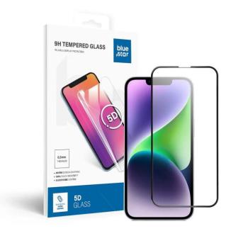 Blue Star Apple iPhone 16e / 13 / 14 / 13 Pro 5D teljes kijelzős tempered glass kijelzővédő üvegfólia, fekete kép