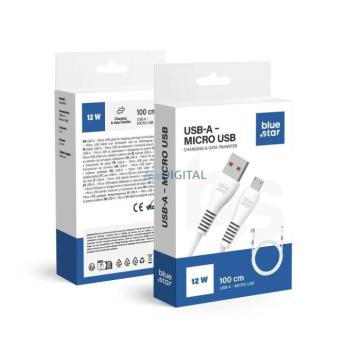 Blue Star DC99M USB-A - micro USB kábel 12W 2A 1m - fehér kép
