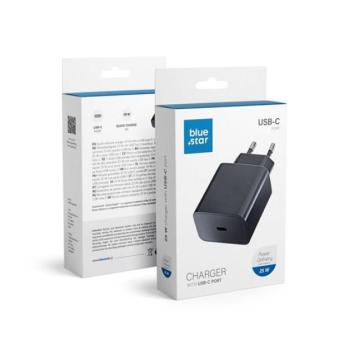 Blue Star hálózati töltő USB-C + 3A PD, 25W, QC 4.0 funkció, fekete kép