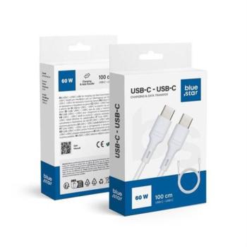 Blue Star Type-C - Type-C adatkábel 1m 3A 60W - fehér kép